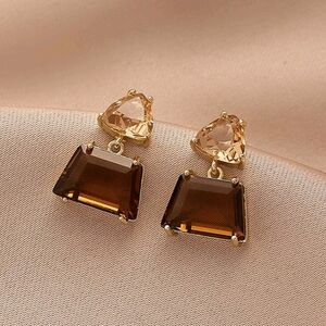 Small  Brown Glass Drop Earrings